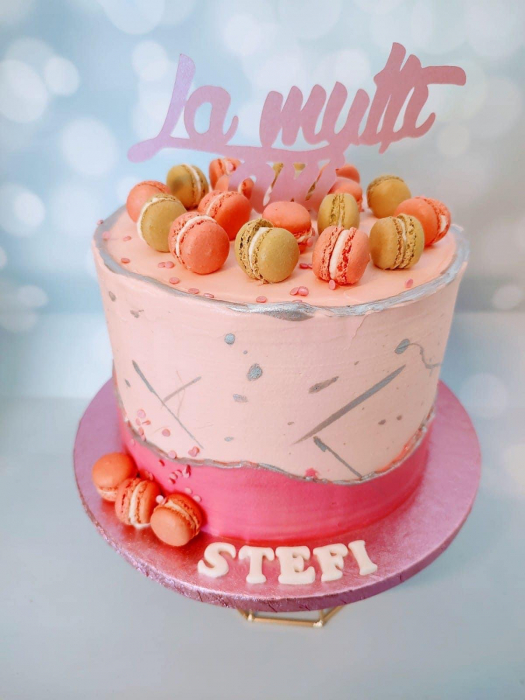 Topper de tort cu element special din carton sub forma de mesaj La multi ani roz mov sidef [3]