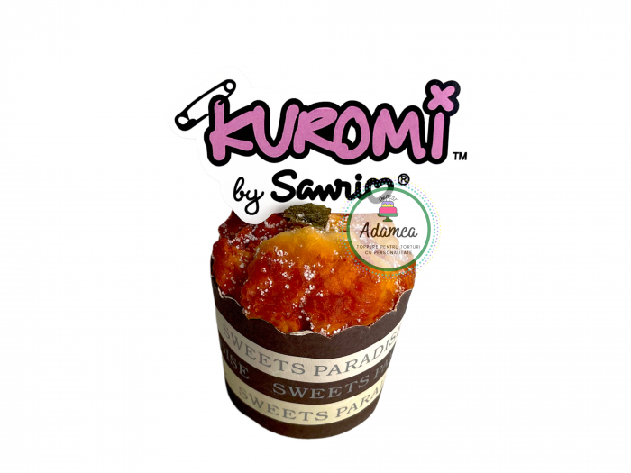 Topper de tort  personalizat cu element special din carton sub forma de  logo Kuromi pentru torturile tamatice [1]