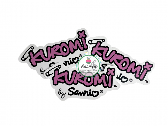 Topper de tort  personalizat cu element special din carton sub forma de  logo Kuromi pentru torturile tamatice [2]