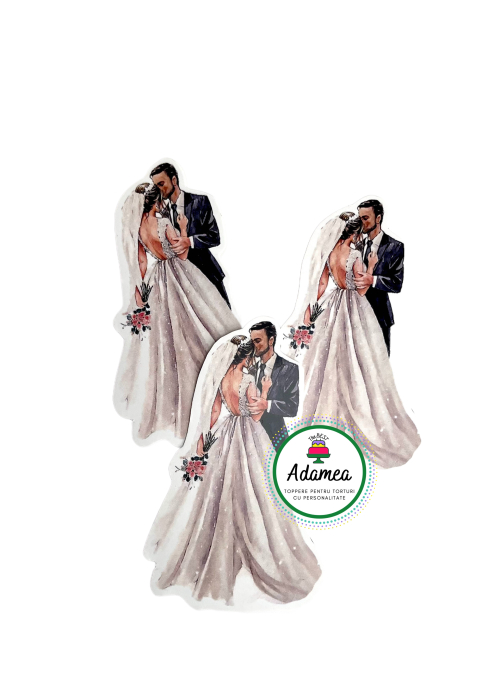 Topper de tort personalizat de nunta cu element din carton cu doi miri care danseaza [2]