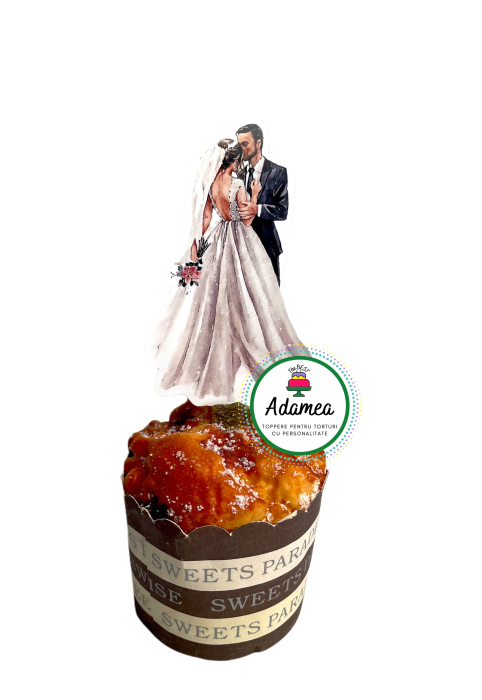 Topper de tort personalizat de nunta cu element din carton cu doi miri care danseaza [1]