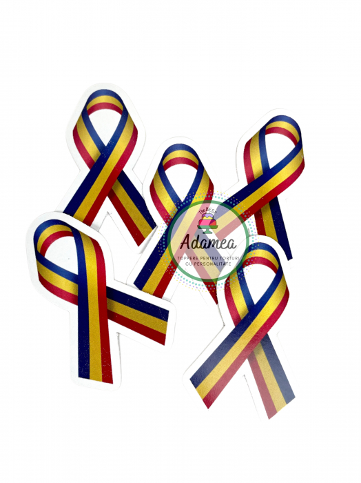 Topper de tort cu element special din carton sub forma de cap de panglica cu tricolorul tarii [2]