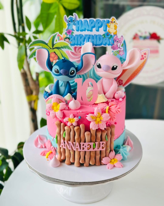 Topper de tort  personalizat cu element special din carton sub forma de  placuta cu Happy Birthday cu Stitch, lilo, Angel [2]