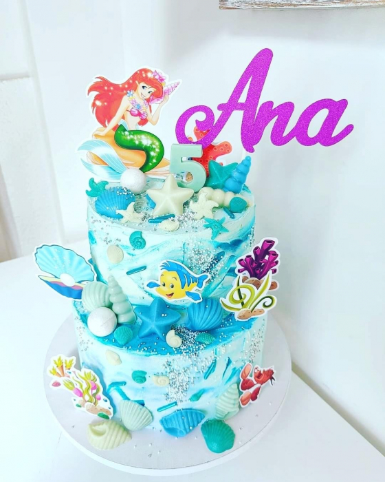 Topper tort scoică deschisă cu perlă - decor carton premium ADAMEA [3]