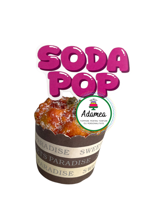 Topper de tort  personalizat cu element special din carton sub forma de Soda Pop pentru topperele Huntrix sau Saja Boys [1]