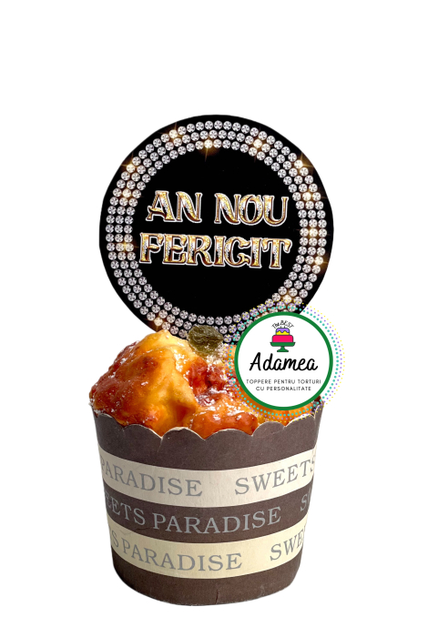 Topper de tort  personalizat cu element special din carton cu an nou fericit [1]