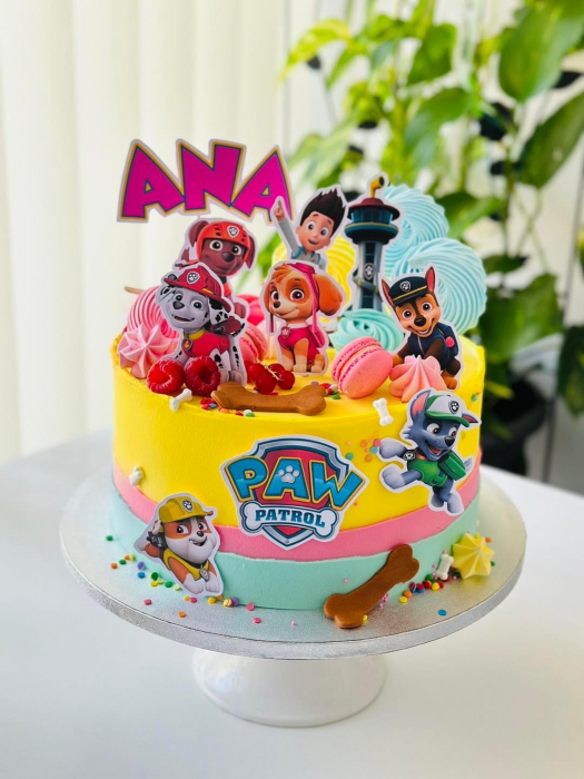 Topper de tort  personalizat cu element special din carton sub forma de  turn realist din Patrula Catelusilor [4]