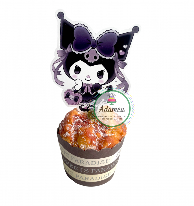 Topper Tort Kuromi – Decor personalizat Kawaii Personalizat, Carton Premium, 10 cm, Adamea [2]