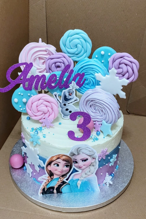 Topper de tort cu element special din carton sub forma de bust cu Elsa si Anna din Frozen [2]