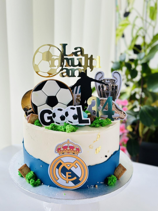 Topper de tort  personalizat cu element special din carton sub forma de placuta cartonata pentru ffotbal cu GOOL [2]