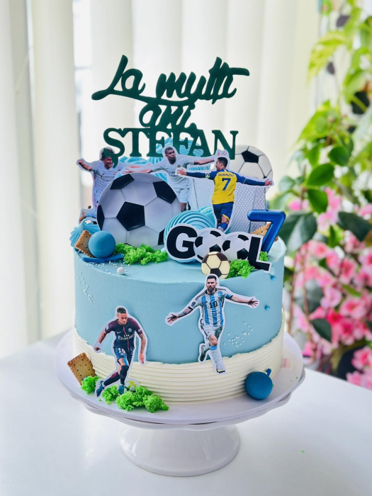 Topper de tort  personalizat cu element special din carton sub forma de placuta cartonata pentru ffotbal cu GOOL [3]