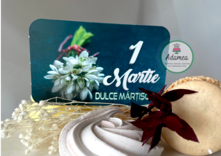 Martisor - Decor de tort cu cartonas cu ghiocei de 1 martie