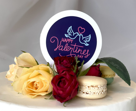 Iubire - Decor de tort cu ornament din carton pentru ziua indragostitilor