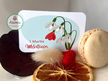 Martisor - Decor de tort cu cartonas de martisor cu ghiocei