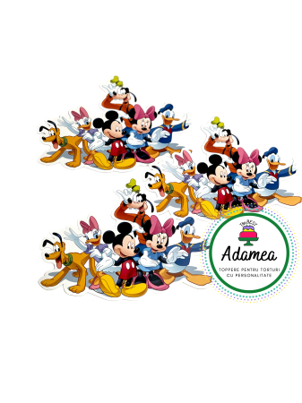 Suite - Topper de tort  personalizat cu element special din carton sub forma de Mikey, Donald, Minnie, Daisy, Pluto si Goofy