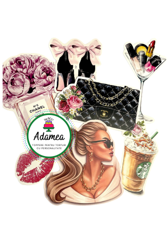 Makeup/Cosmetice/Manichiura/Beauty - Topper de tort  personalizat cu element special din carton sub forma de elemente diva sexy cu elemente glam