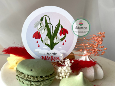 Martisor - Decor de tort cu cartonas de martisor cu ghiocei