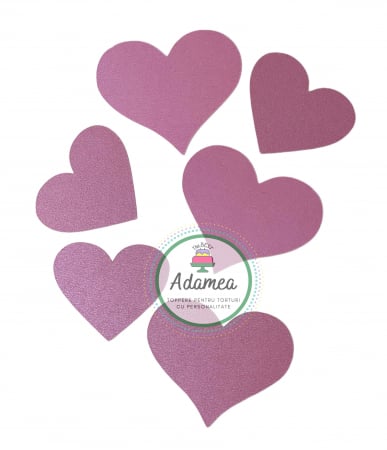 Sfantul Valentin - Dragobete - iubire - topper de tort cu element special din carton sub forma de iimioare roz mov