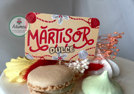 Martisor - Decor de tort cu cartonas de 1 martie cu martisor dulce