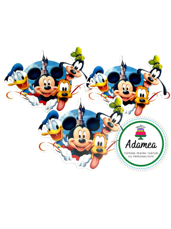 Suite - Topper de tort  personalizat cu element special din carton sub forma de Mikey, Donald, Goofi si Pluto