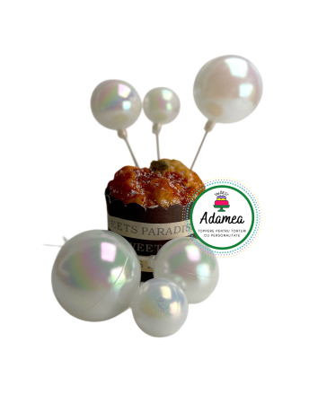 Produse din plastic/lemn/material textil - Topper de tort  personalizat cu element special din acril sub forma de bile sau sfere pentru torturile cu baloane transparente perlat heliomat