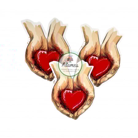 Sfantul Valentin - Dragobete - iubire - topper de tort cu element special din carton sub forma de doua maini care tin o inima
