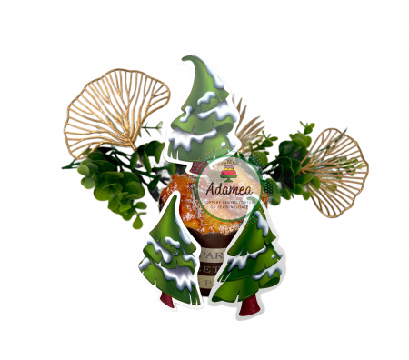 Crăciun - Topper de tort cu element special din carton sub forma de  brazut inzapezit de Craciun