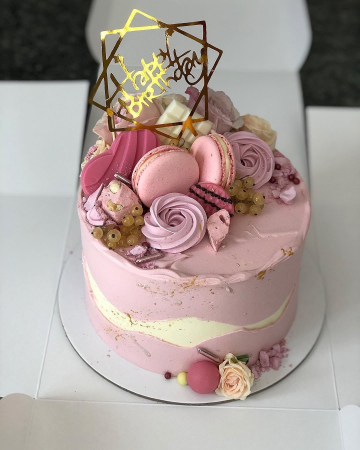 Topper Happy Birthday în chenar pătratic - auriu oglindă gold [0]