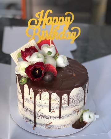 Topper Happy Birthday auriu glitter