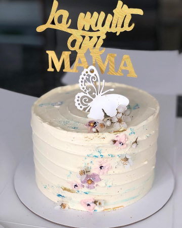 Topper personalizat La mulți ani, mama - auriu mat lemn