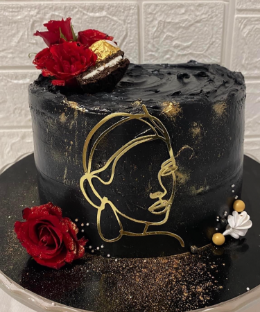 Topper frontal de tort cu chip de femeie stilizat auriu oglinda [4]