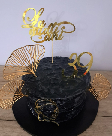 Topper frontal de tort cu chip de femeie stilizat auriu oglinda [10]