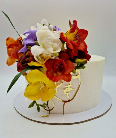 Topper frontal de tort cu chip de femeie stilizat auriu oglinda [16]