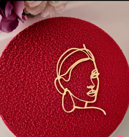 Topper frontal de tort cu chip de femeie stilizat auriu oglinda [3]