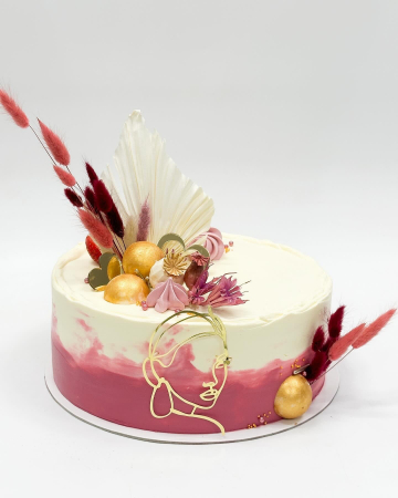 Topper frontal de tort cu chip de femeie stilizat auriu oglinda [12]