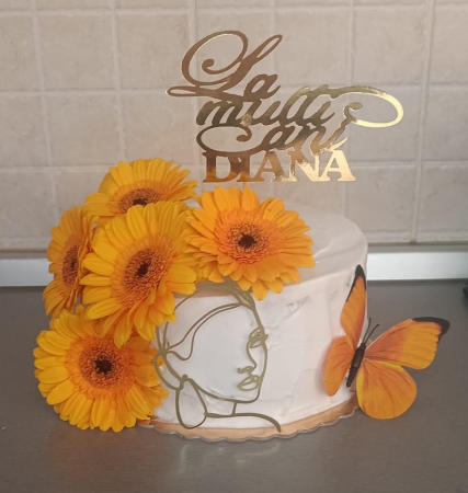 Topper frontal de tort cu chip de femeie stilizat auriu oglinda [15]