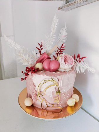 Topper frontal de tort cu chip de femeie stilizat auriu oglinda [20]