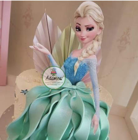 Ornament de tort cu frunza de palmier din carton crem auriu pal sitefat [1]