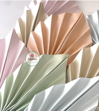 Ornament de tort cu frunza de palmier din carton crem auriu pal sitefat [11]