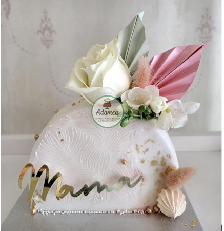Decor cartonat cu evantai tip frunza de palmier roz sidef [1]