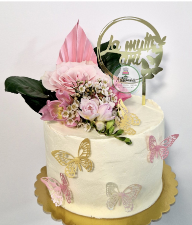 Decor cartonat cu evantai tip frunza de palmier roz sidef