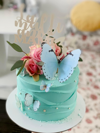Topper tort fluture mare bleu