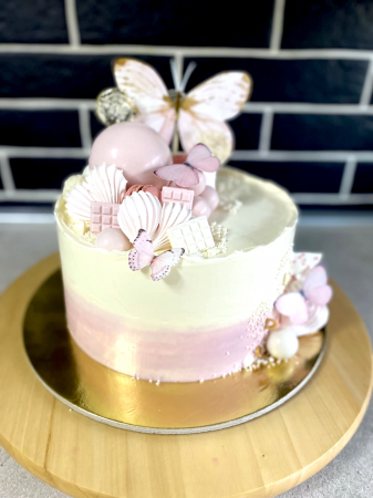 Topper tort fluture mare roz pal [7]