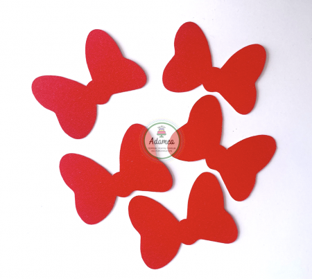 Minnie - Topper tort cu decorațiune tip cartonaș fundita rosie pentru torturile cu Minnie