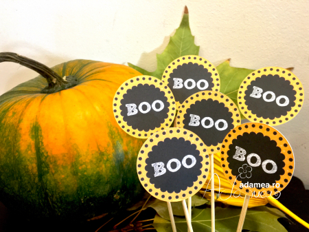 Set de 6 toppere cu Boo pentru Halloween