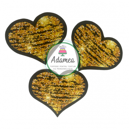 Topper de tort cu element special din carton sub forma de iima care imita glitterul auriu