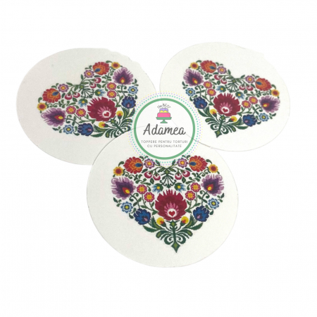 Topper de tort cu element special din carton sub forma de disc cu inima din flori [1]