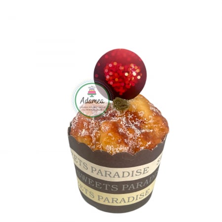 Topper de tort cu element special din carton sub forma de discheta cu inima din lumi