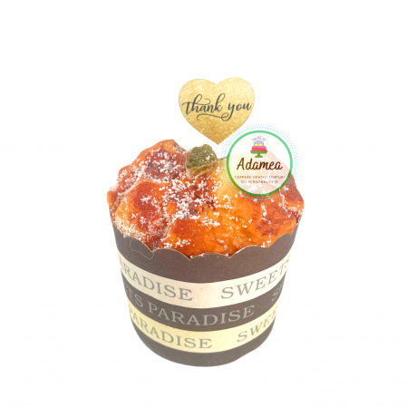 Topper de tort cu element special din carton sub forma de disch cu inima cu Thank you