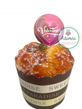 Topper tort cu element din cartonde Sfantul Valentine